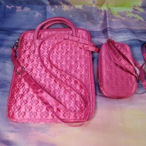 Disney Pink Minnie Mouse Quilted Tech Set with Shoulder Straps